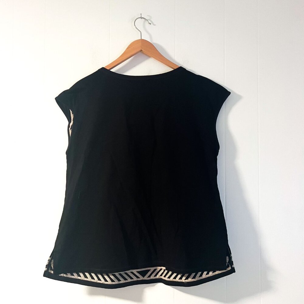 Savanna Jane Embroidered Aztec Top Black Blouse Boho Chic Medium - Picture 7 of 13
